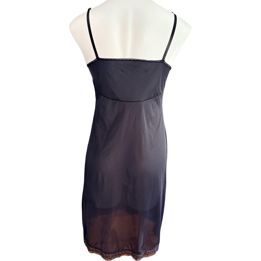 Vanity Fair Black Nylon Full Slip Lace Trim V-Neck Vintage 90s Size 36 - Picture 6 of 10
